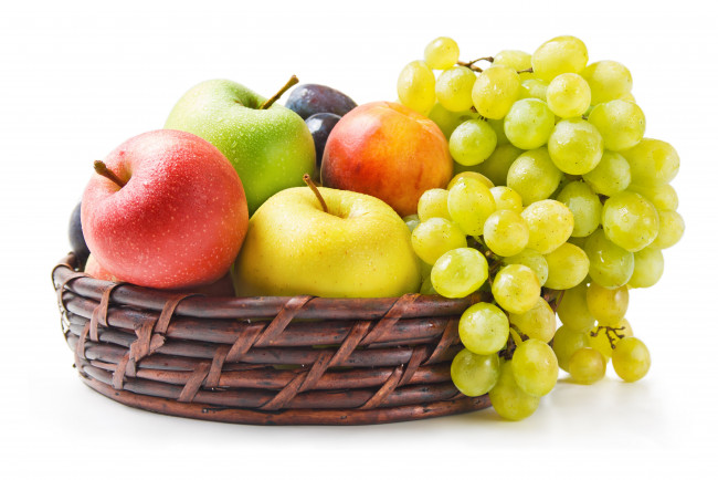 Обои картинки фото еда, фрукты, ягоды, яблоки, виноград, нектарин
