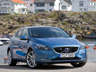 Картинка автомобили volvo синий d4 v40