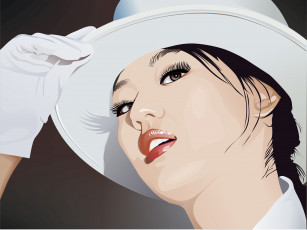 Картинка векторная+графика девушки девушка взгляд шляпа