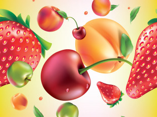 обоя векторная графика, еда, berries, fruits, ягоды, фрукты