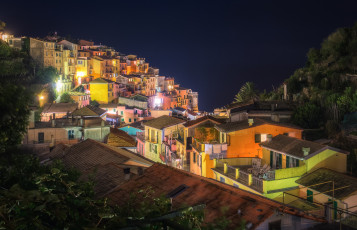 Картинка manarola города амальфийское+и+лигурийское+побережье+ италия огни ночь поселок