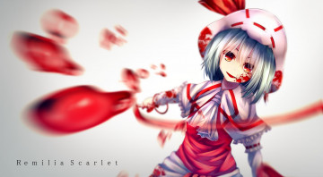 Картинка аниме touhou арт kagayan1096 взгляд улыбка девушка remilia scarlet кровь