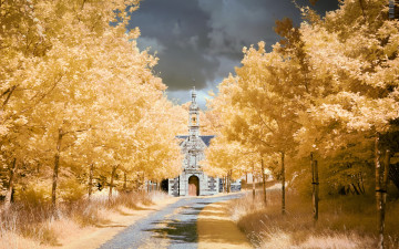 Картинка города -+пейзажи осень цвет храм дорога деревья