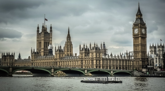 Обои картинки фото houses of parliament, города, лондон , великобритания, дворец, мост, река