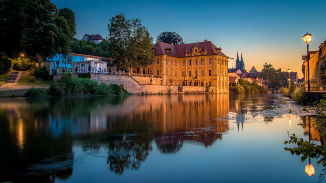 Обои картинки фото villa concordia bamberg, города, - пейзажи, вилла, река