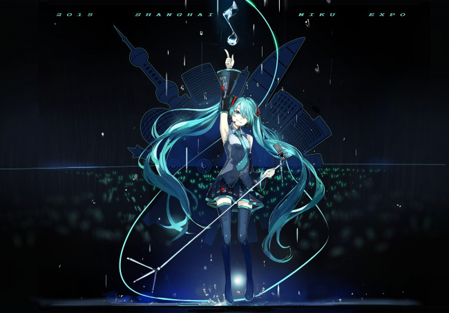 Обои картинки фото аниме, vocaloid, мелодия, арт, saberiii, hatsune, miku, девушка