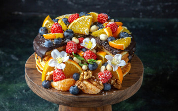 Картинка еда блины +оладьи фрукты орехи десерт