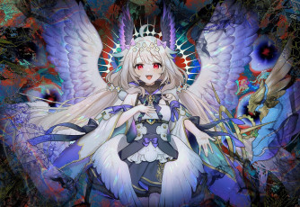Картинка аниме ангелы +демоны девочка крылья
