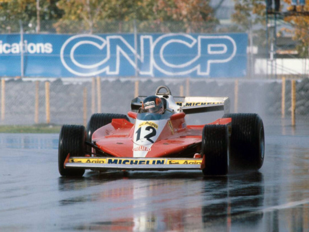 Обои картинки фото gilles, villeneuve, first, victory, ferrari, 312t3, v12, gp, canada, montreal, circuit, october, 8th, 1978, спорт, формула