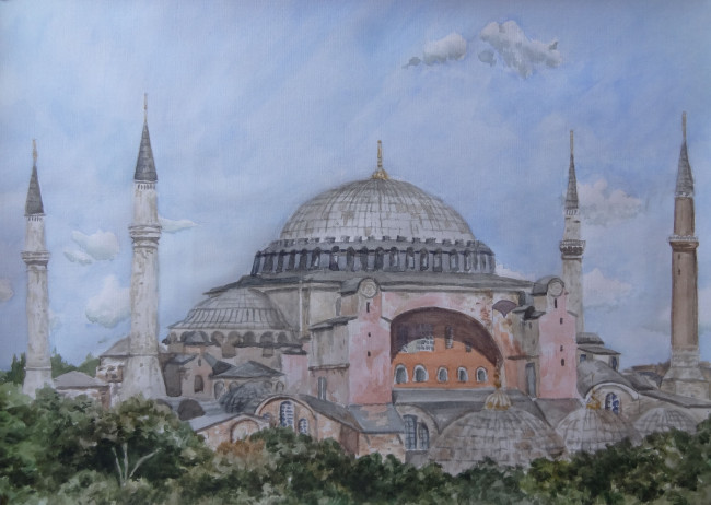 Обои картинки фото рисованные, города, мечеть