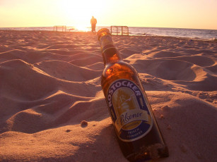 обоя бренды, напитков, разное, бутылка, пиво, пляж, море