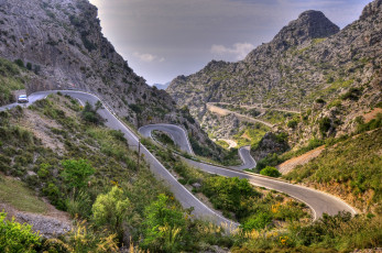 Картинка испания балеарские ва эскорка calobra road природа дороги дорога лабринт горы