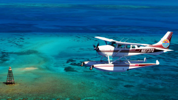 Картинка cessna 206 авиация самолёты амфибии риф океан самолет