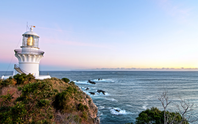 Обои картинки фото природа, маяки, море, небо, восход, маяк, австралия