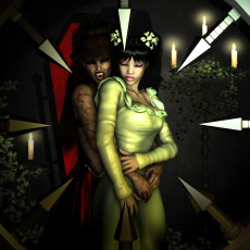 Картинка 3д графика fantasy фантазия свечи вампир девушка