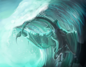 Картинка фэнтези драконы существо водный дракон волна вода