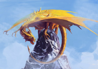 Картинка фэнтези драконы дракон хвост крылья оскал скала