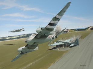 Картинка авиация 3д рисованые v-graphic painting art ww2 war british airplane drawing de havilland mosquito