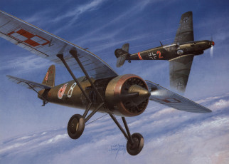 Картинка авиация 3д рисованые v-graphic небо полет бой сражение самолеты