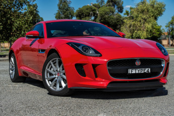 обоя автомобили, jaguar, au-spec, coupе, f-type, красный, 2014г