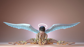 Картинка 3д+графика ангел+ angel ангел поза фон взгляд девушка