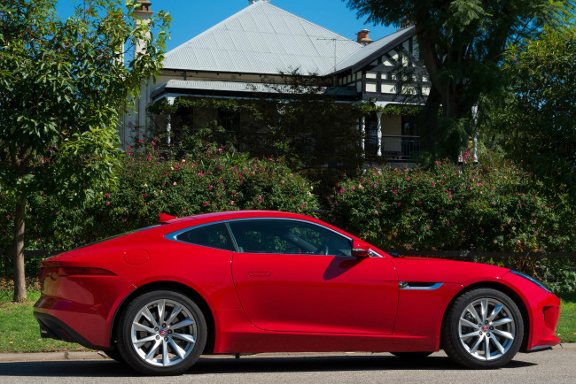 Обои картинки фото автомобили, jaguar, coupе, f-type, красный, 2014г, au-spec