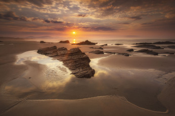 Картинка природа восходы закаты океан берег