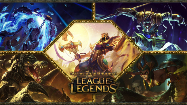 Обои картинки фото видео игры, league of legends, ролевая, action, league, of, legends, azir, xerath, nasus, cassiopeia, shurima