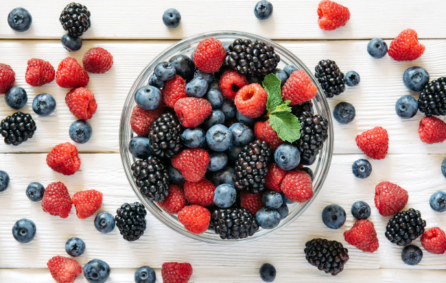 Обои картинки фото еда, фрукты,  ягоды, черника, ягоды, малина, ежевика
