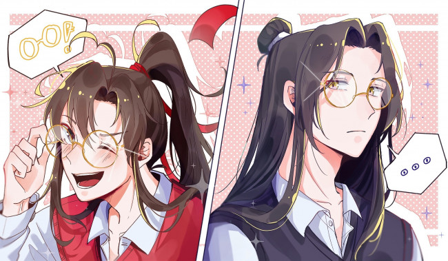 Обои картинки фото аниме, mo dao zu shi, вэй, усянь, лань, ванцзы, очки