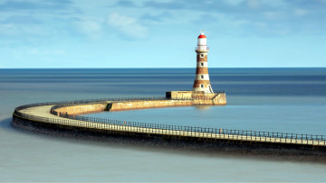 обоя roker lighthouse, sunderland, uk, природа, маяки, roker, lighthouse