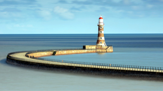 Обои картинки фото roker lighthouse, sunderland, uk, природа, маяки, roker, lighthouse