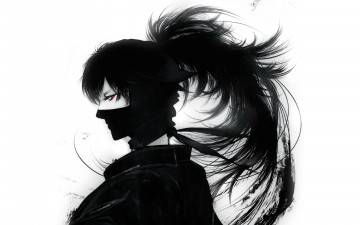 Картинка аниме *unknown другое doi hansuke черно-белое красный глаз rakudai ninja rantarou маска ниндзя tozama+zeiru