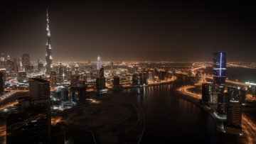 Картинка dubai города дубаи оаэ дубай ночь город река огни небоскребы