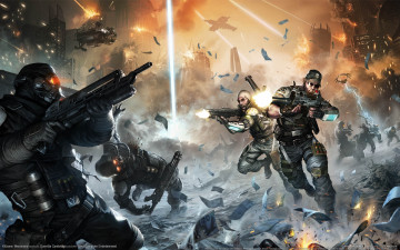 Картинка killzone mercenary видео игры бой деньги купюры сражение солдаты оружие лучи
