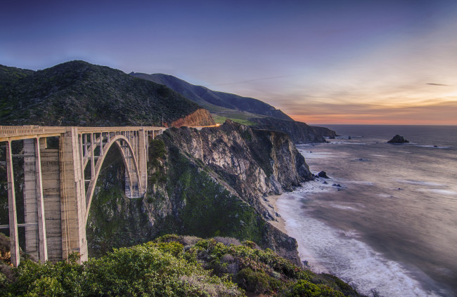 Обои картинки фото bixby, bridge, big, sur, california, природа, побережье, тихий, океан, биг-сюр, калифорния, горы, мост, биксби, pacific, ocean