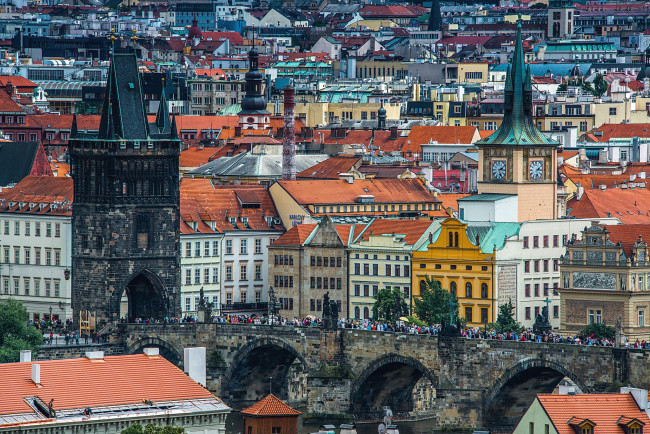 Обои картинки фото города, прага, Чехия, здания, карлов, мост