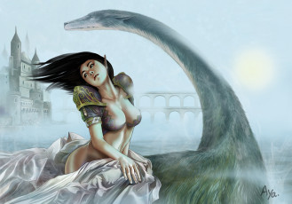 Картинка фэнтези эльфы замок существо эльф девушка акведук