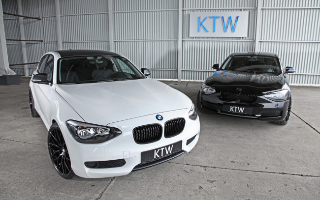 Обои картинки фото 2014-ktw-tuning-bmw-1-series-in-black-and-white, автомобили, bmw, ktw