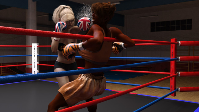 Обои картинки фото 3д графика, спорт , sport, фон, грудь, взгляд, девушки, бокс, ринг