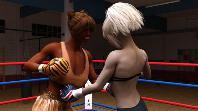 Обои картинки фото 3д графика, спорт , sport, фон, ринг, девушки, взгляд, бокс