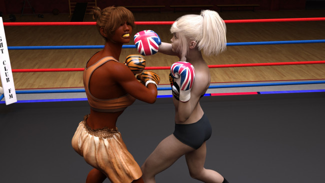 Обои картинки фото 3д графика, спорт , sport, грудь, фон, бокс, ринг, взгляд, девушки