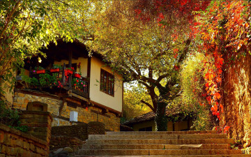Картинка города -+здания +дома осень дом ступени house fall autumn