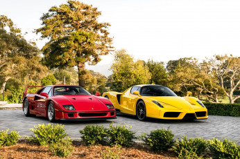 обоя автомобили, разные вместе, red, f40, enzo, yellow