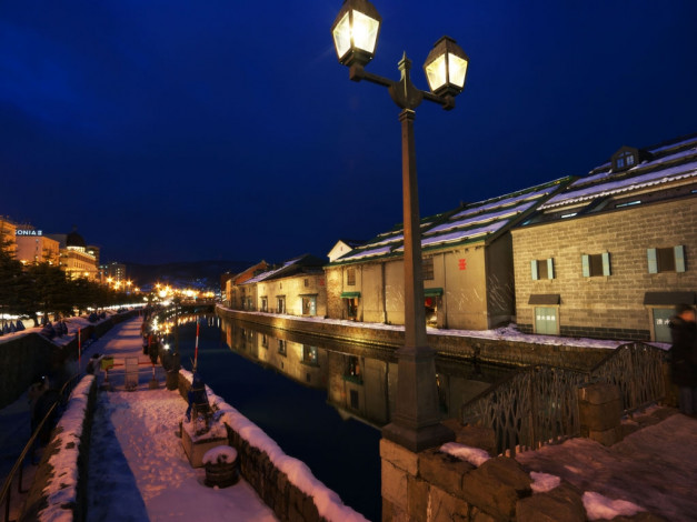 Обои картинки фото города, огни, ночного, otaru, japan