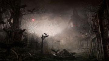 Картинка фэнтези иные миры времена вороны мрак замок