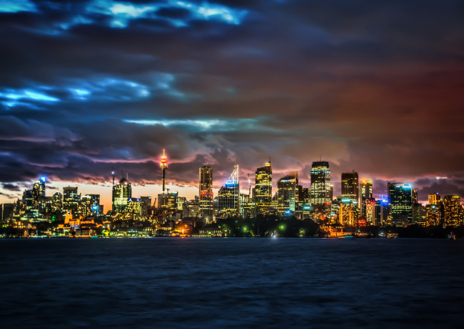 Обои картинки фото города, сидней, австралия, ночной, город, огни