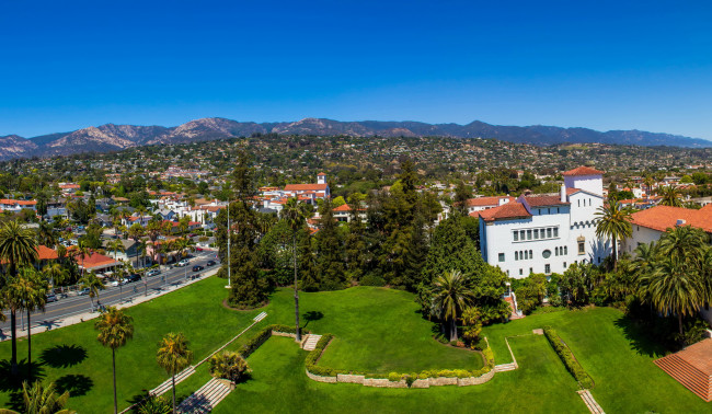 Обои картинки фото santa, barbara, сша, города, пейзажи, деревья, парк, дорога, дома