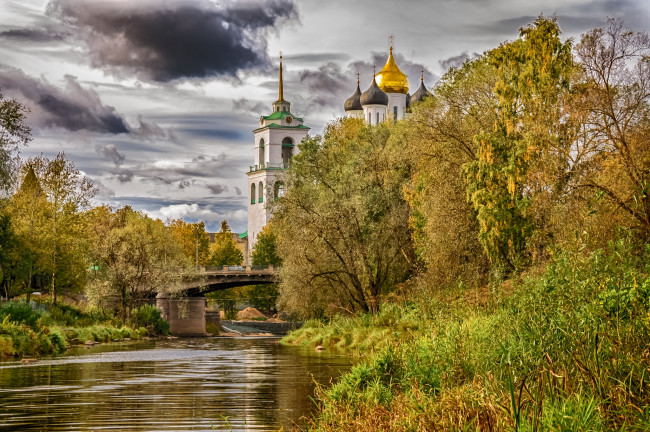 Обои картинки фото города, православные, церкви, монастыри, hdr, псков