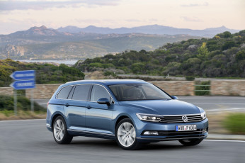 обоя автомобили, volkswagen, синий, 2014г, passat, variant, highline, b8